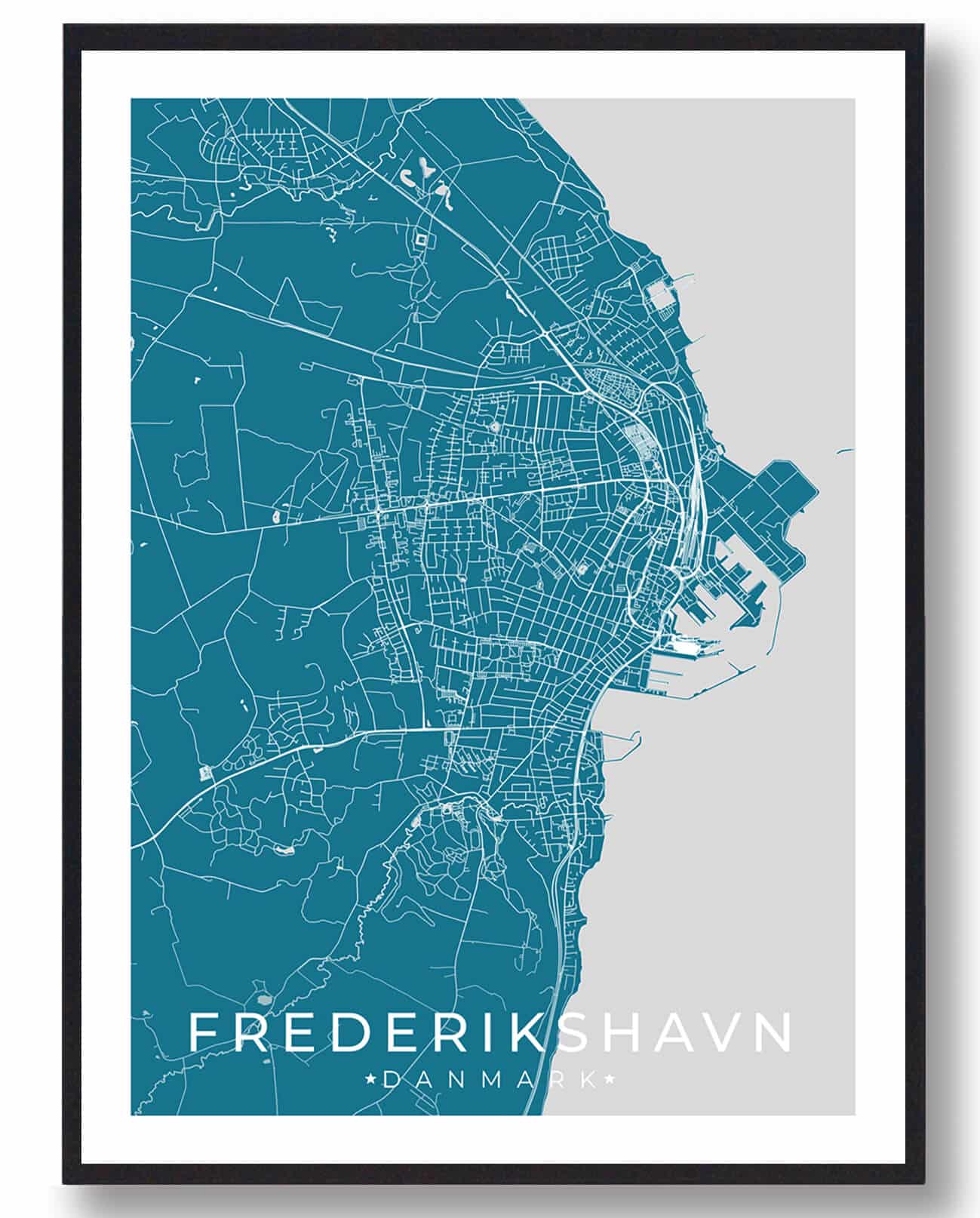 Frederikshavn By Plakat Blå