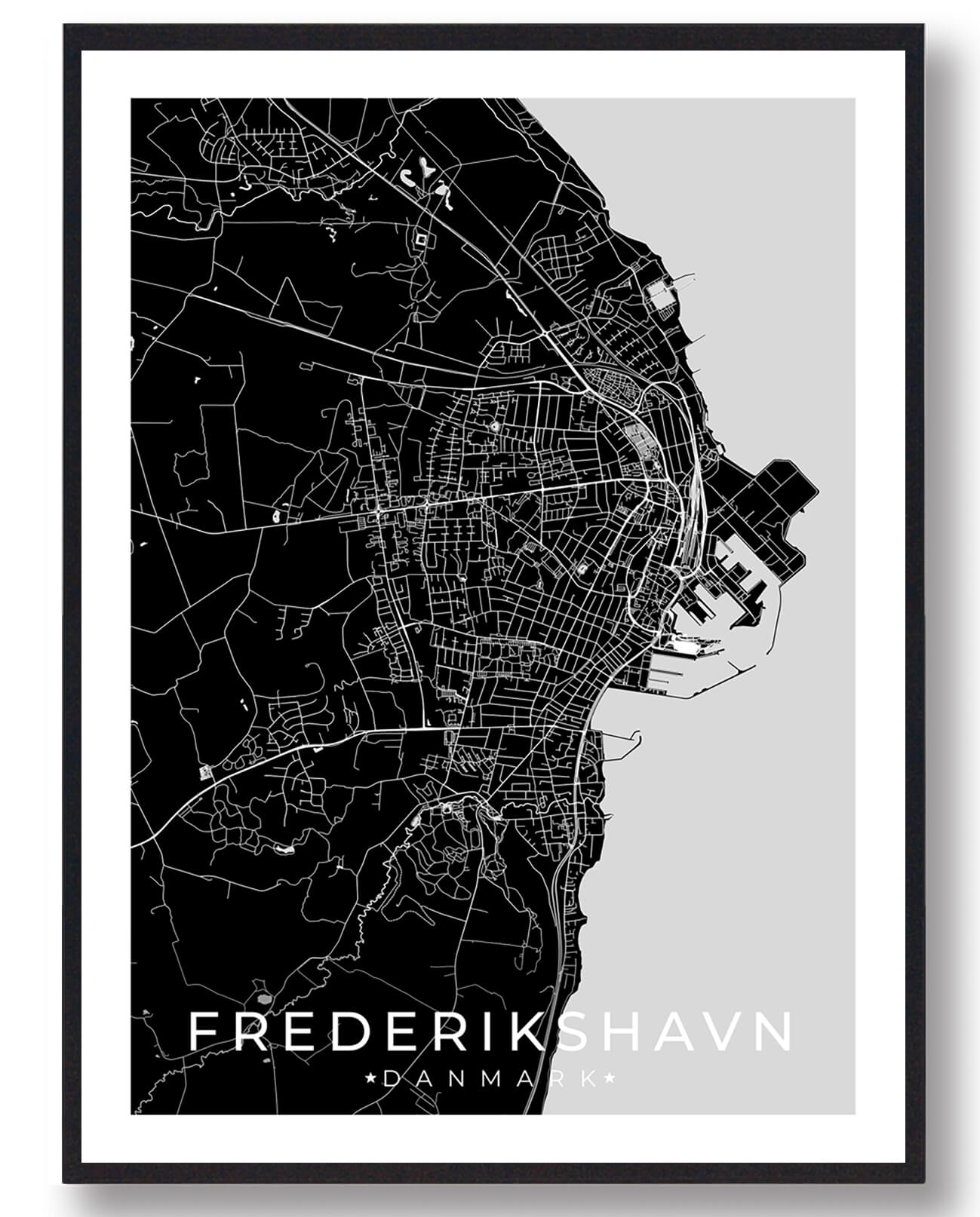 Frederikshavn By Plakat Sort