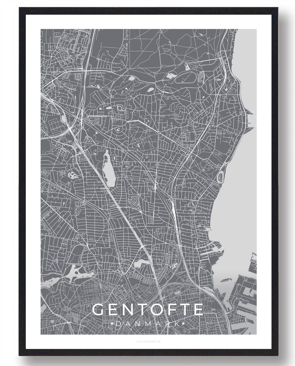 Gentofte By Plakat Grå