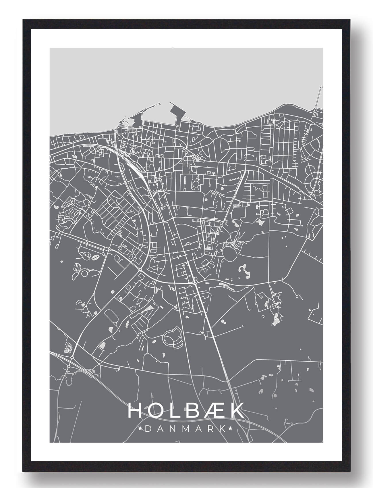 Holbæk By Plakat Grå