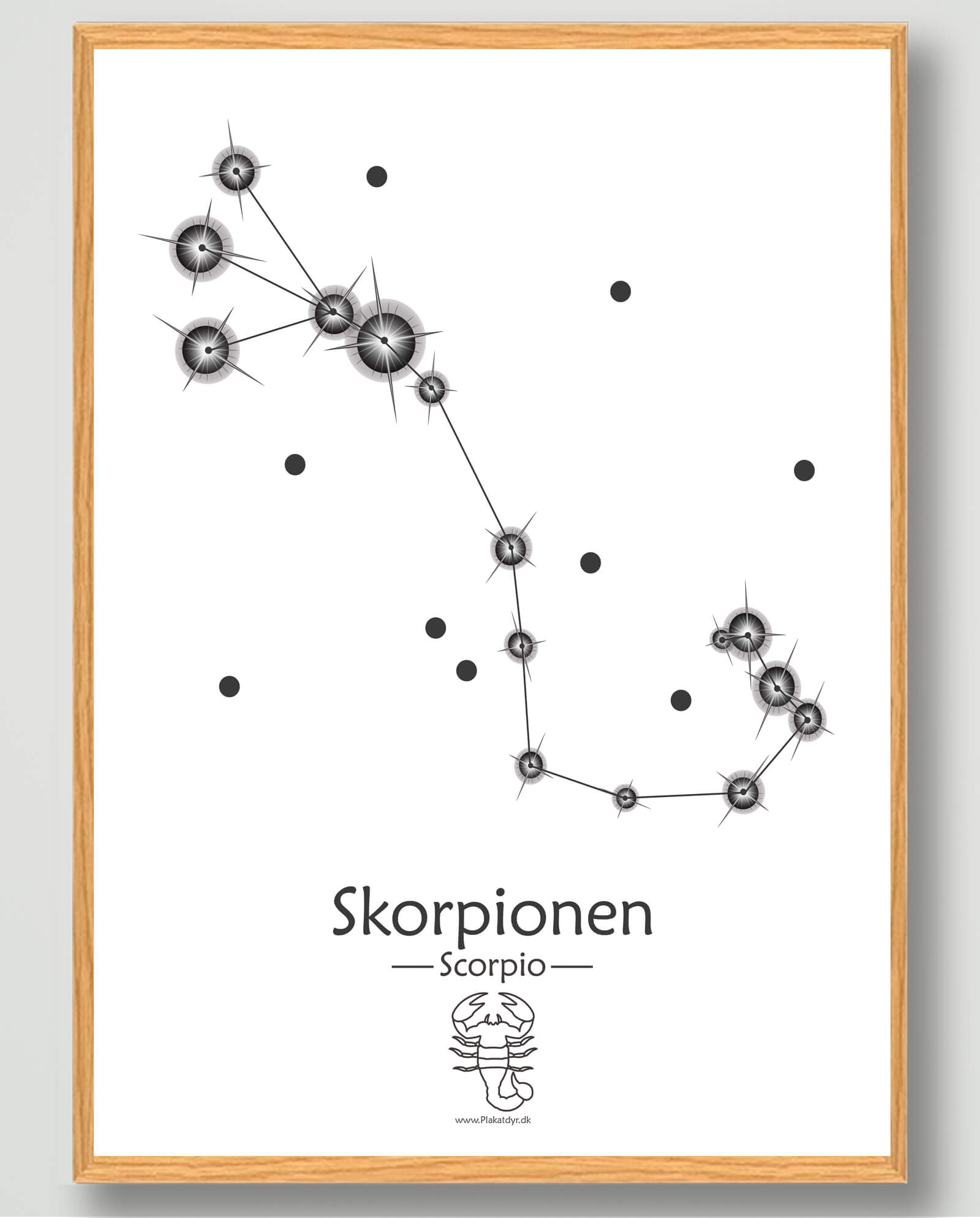 Stjernebillede Skorpionen  Hvid  Plakat
