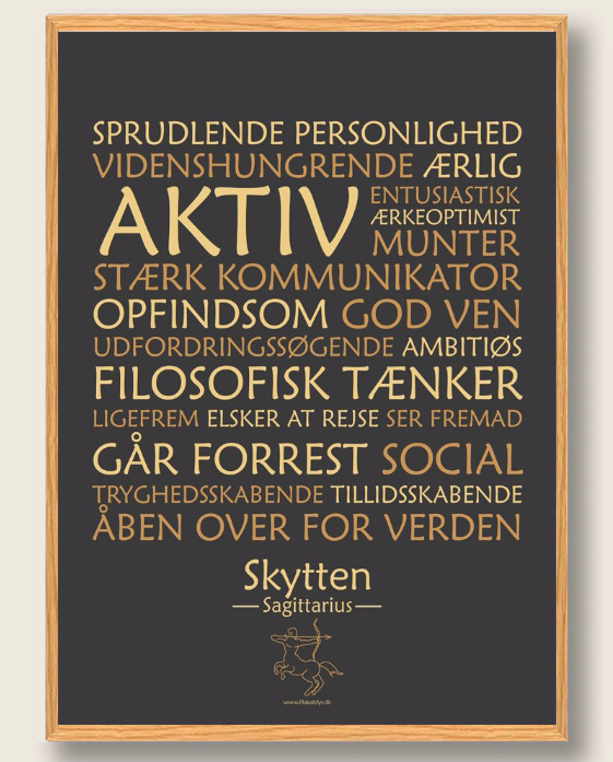 Stjernetegn Skytten  Sort  Plakat