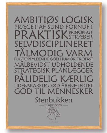 Stjernetegn Stenbukken  Grå  Plakat