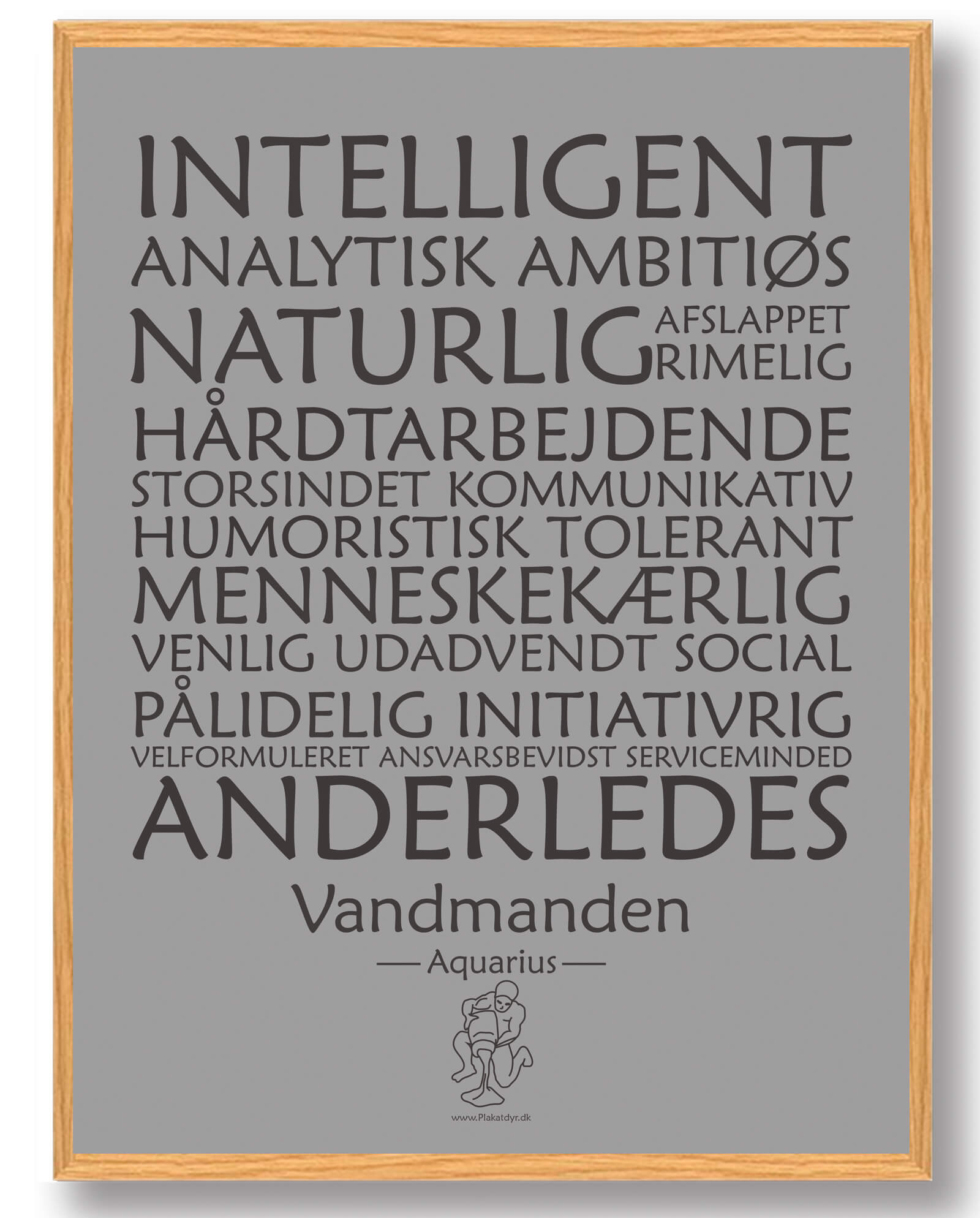 Stjernetegn Vandmanden  Grå  Plakat