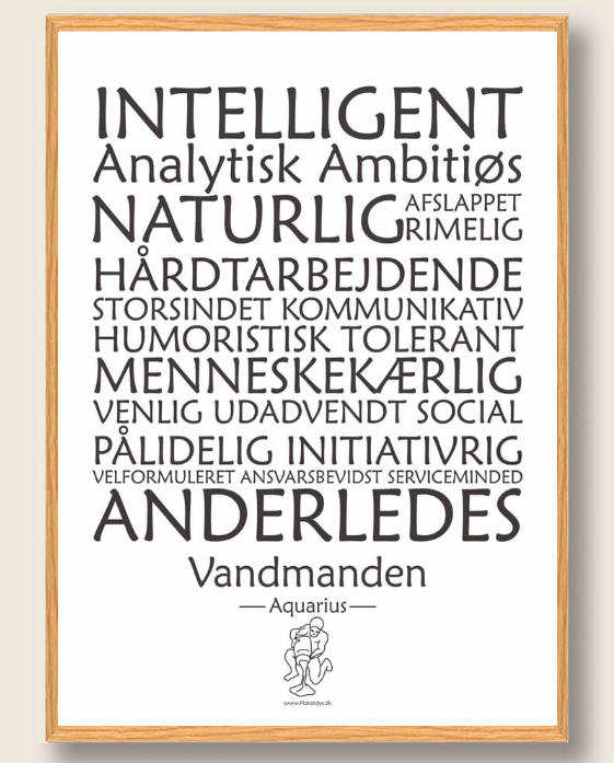 Stjernetegn Vandmanden  Hvid  Plakat