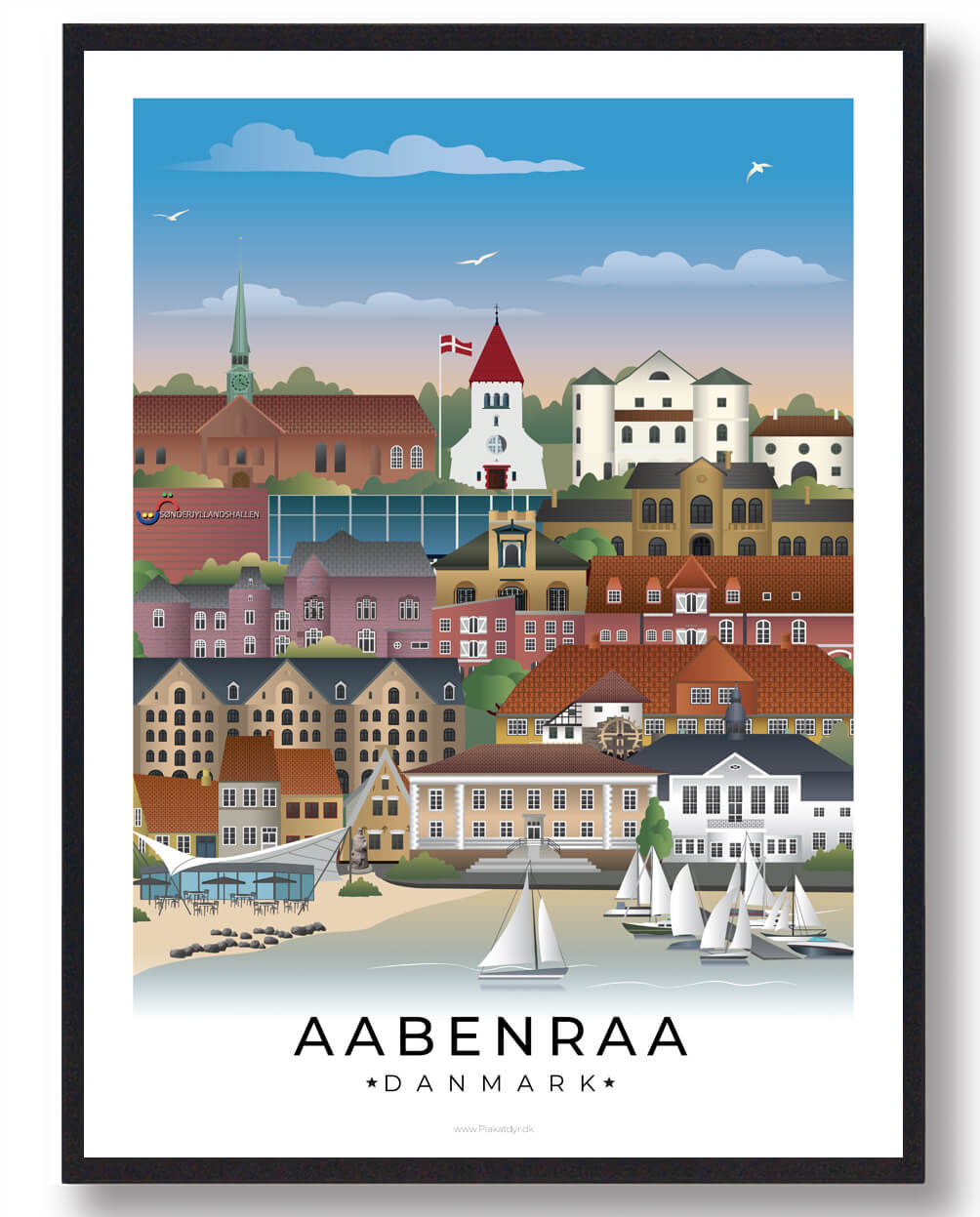 Aabenraa Byplakat Med Hvid Kant