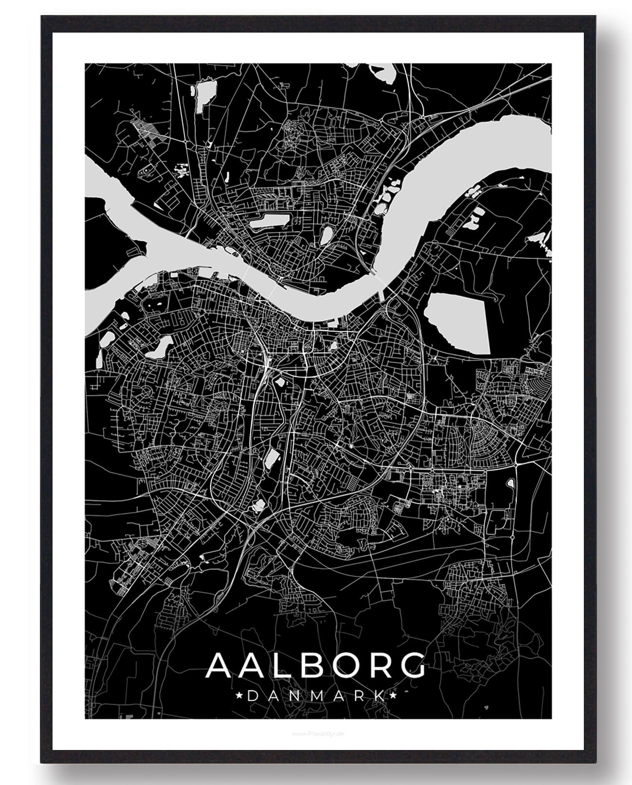 Aalborg By Plakat Sort