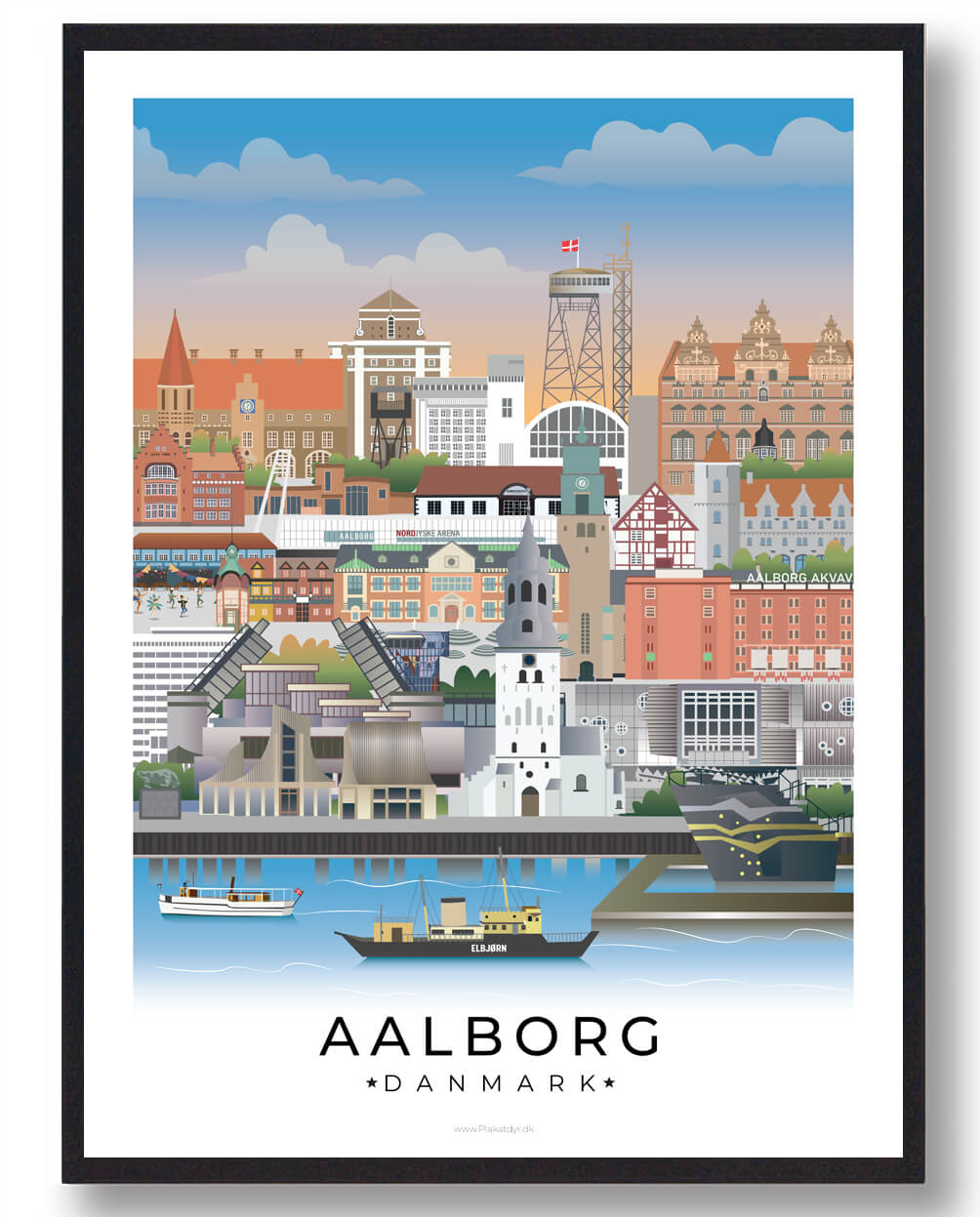 Aalborg Plakat Med Hvid Kant