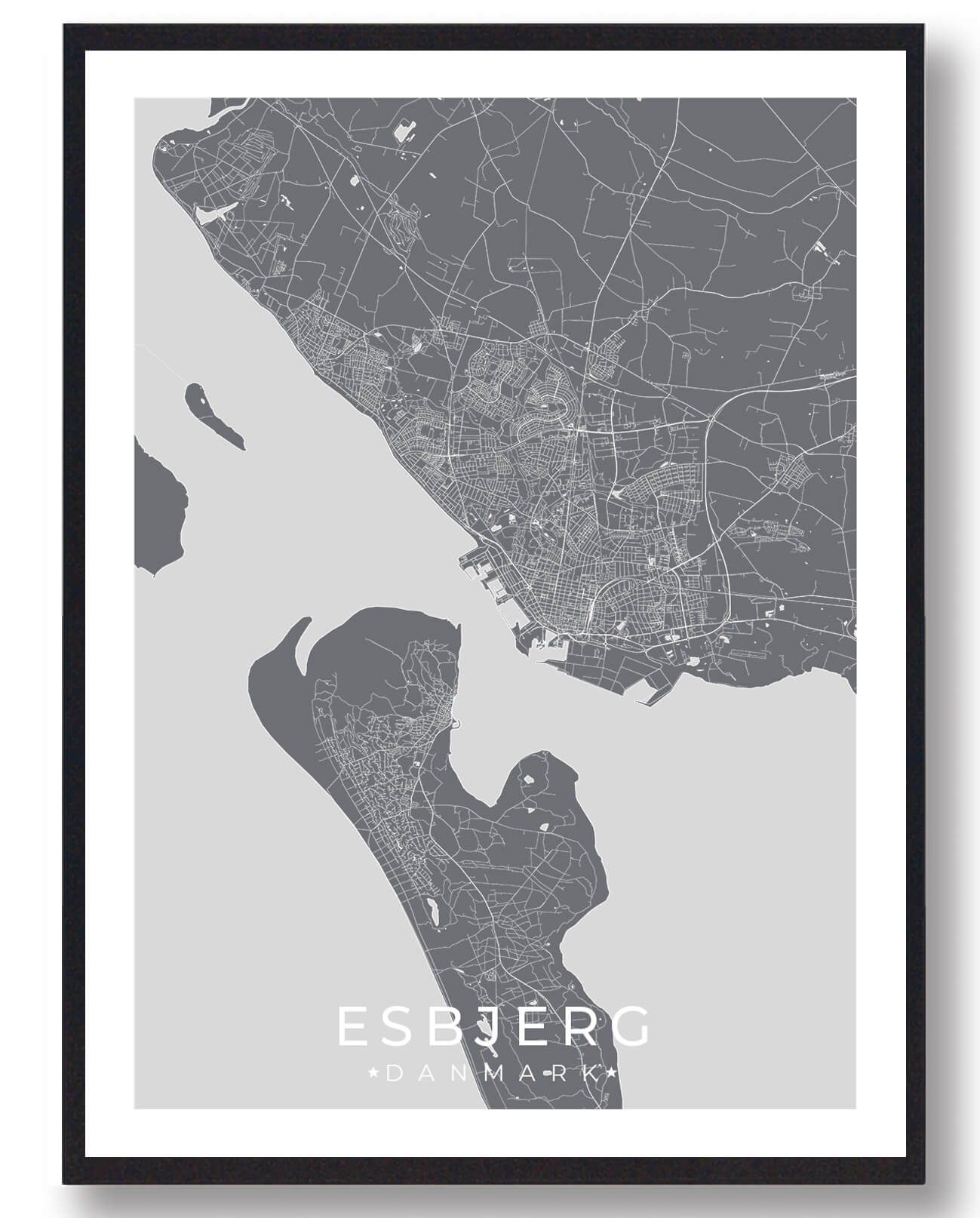 Esbjerg By Plakat Grå