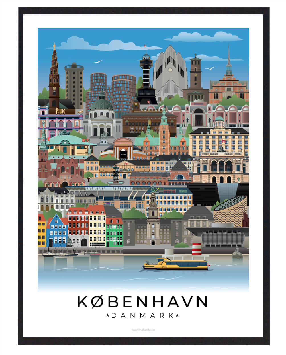København Byplakat Med Hvid Kant