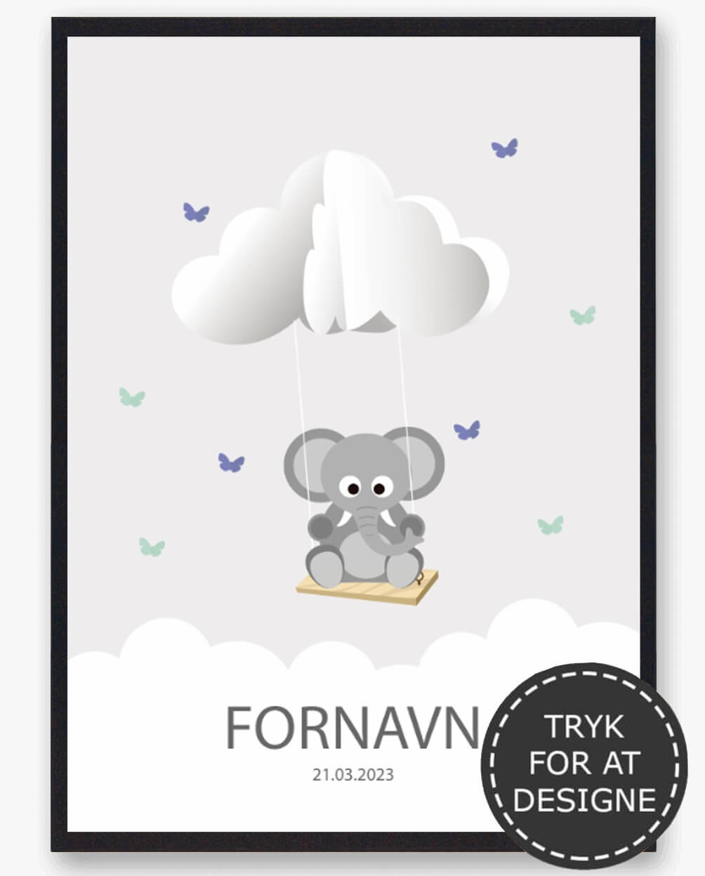 Navnetavle Elefant Plakat