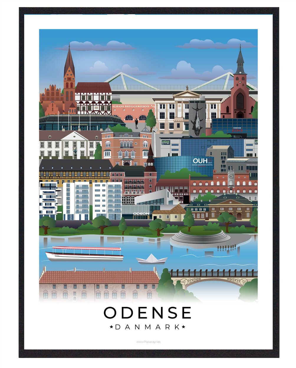 Odense Plakat Med Hvid Kant