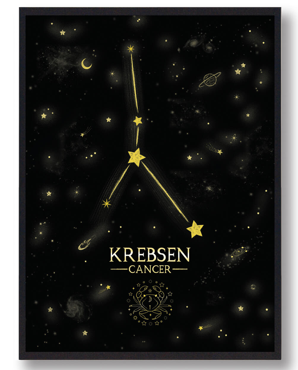 Stjernebillede Krebsen Sort Håndtegnet Baggrund