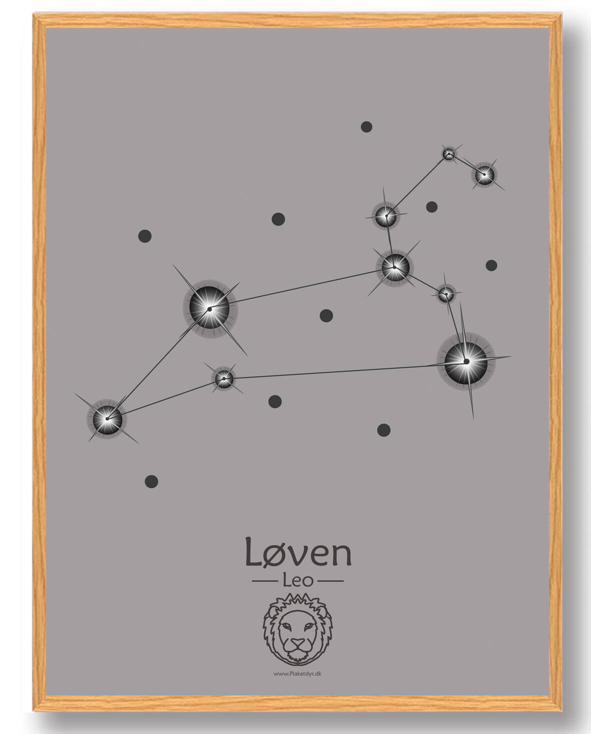 Stjernebillede Løven  Grå  Plakat