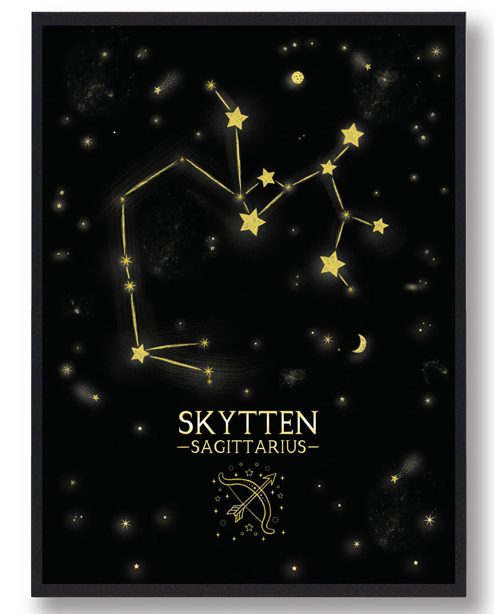 Stjernebillede Skytten Sort Håndtegnet Baggrund