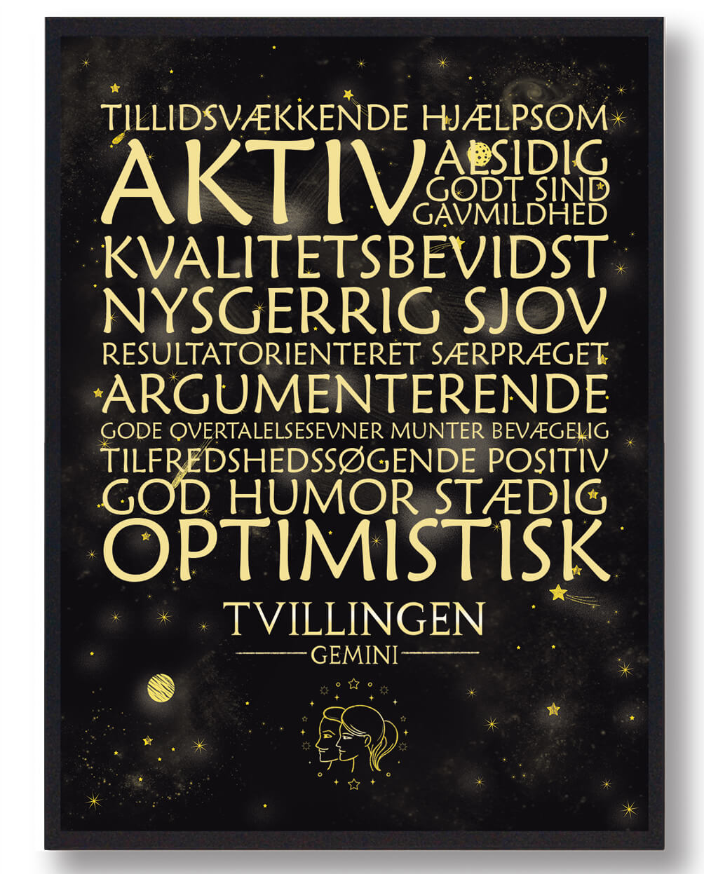 Stjernebillede Tvillingen  Sort Håndtegnet Baggrund