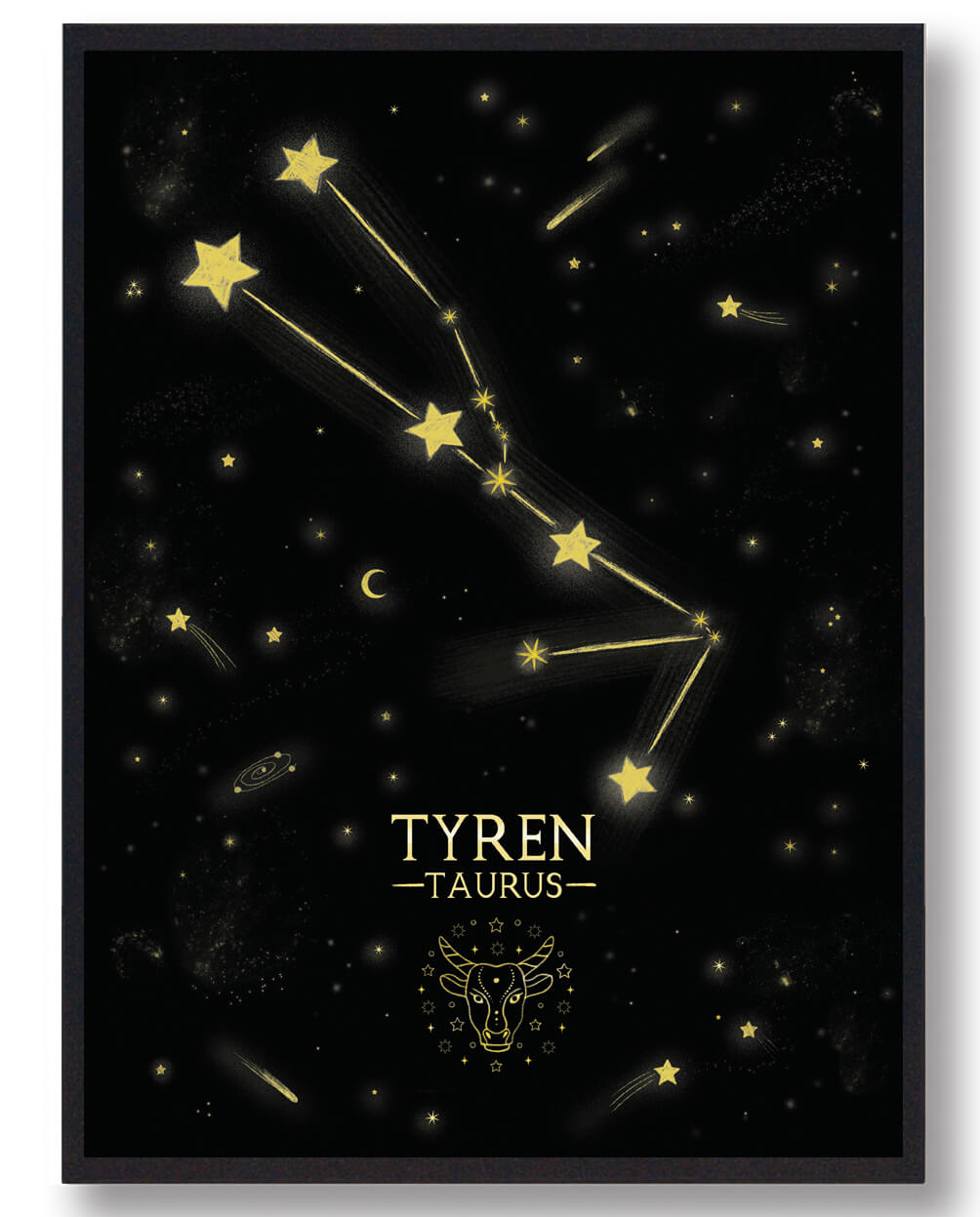 Stjernebillede Tyren Sort Håndtegnet Baggrund