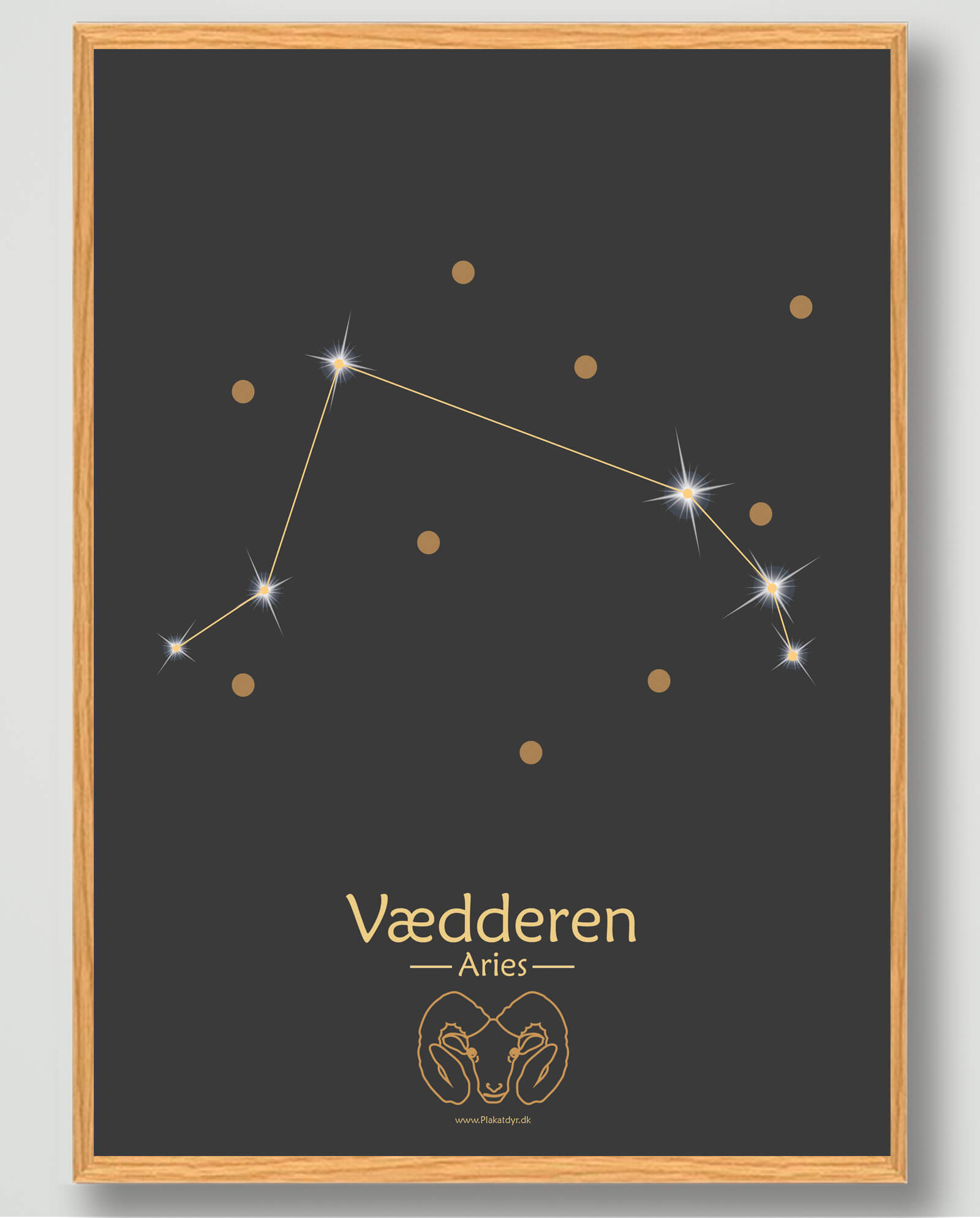 Stjernebillede Vædderen  Sort  Plakat