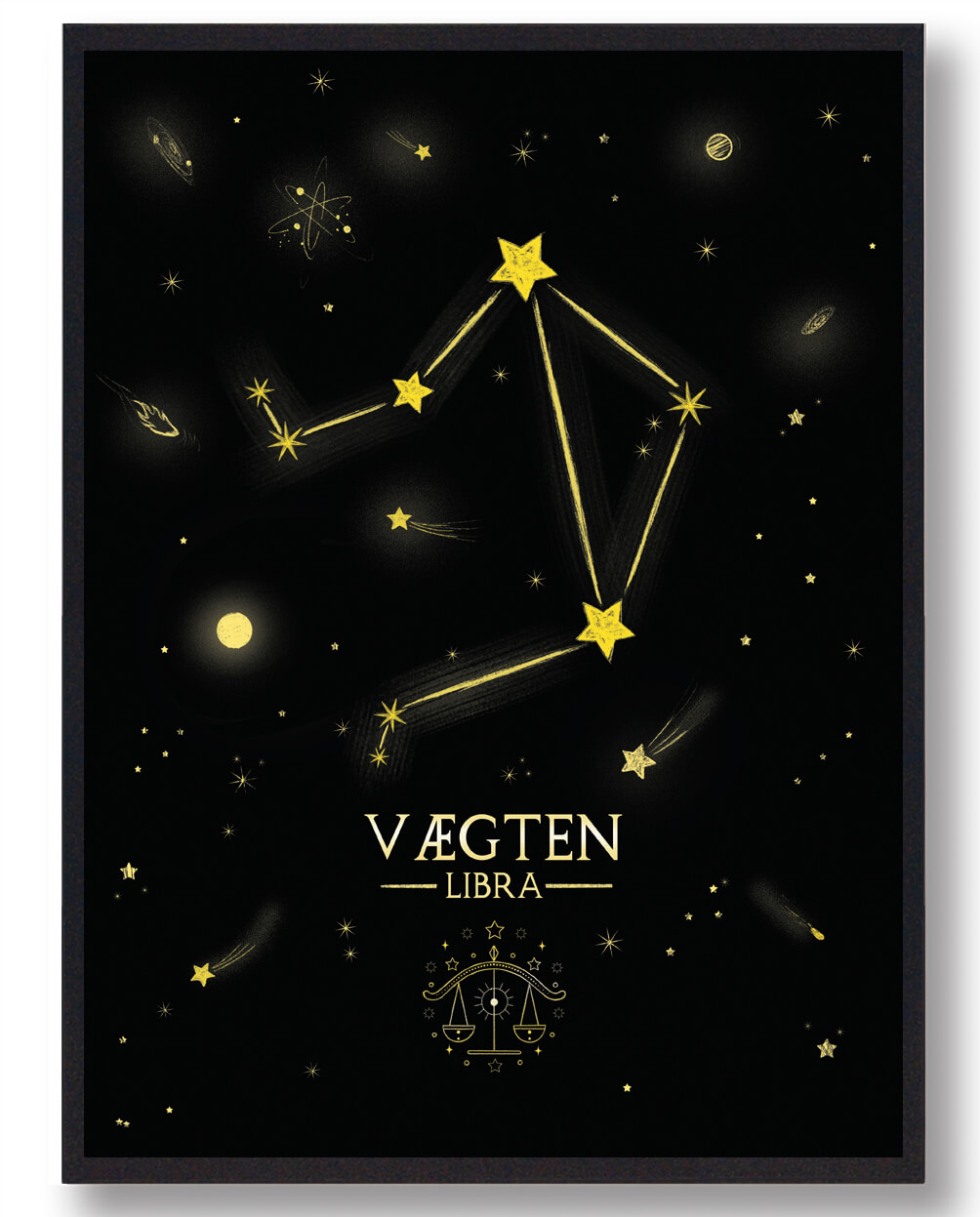 Stjernebillede Vægten Sort Håndtegnet Baggrund