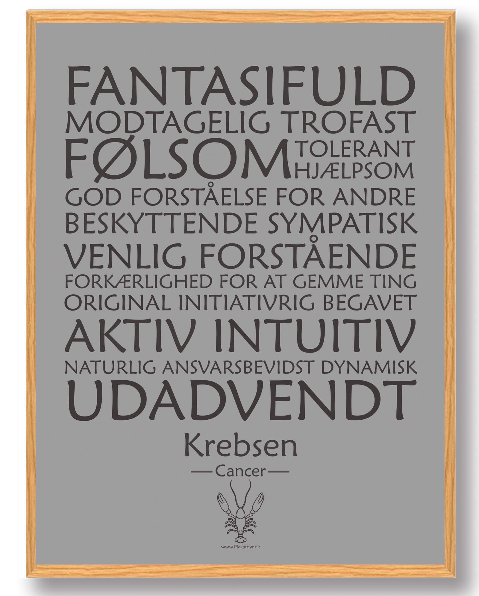 Stjernetegn Krebsen  Grå  Plakat