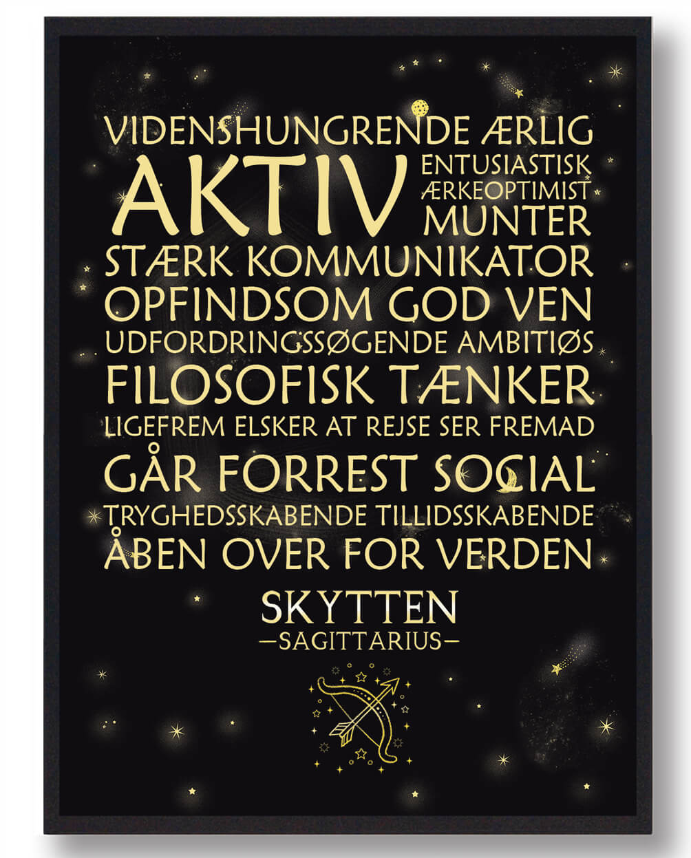 Stjernetegn Skytten  Sort Håndtegnet Baggrund