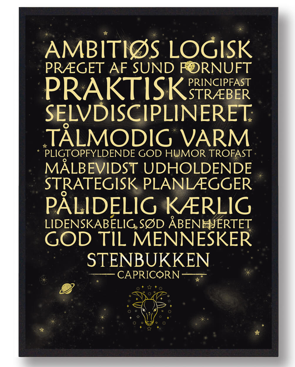 Stjernetegn Stenbukken  Sort Håndtegnet Baggrund