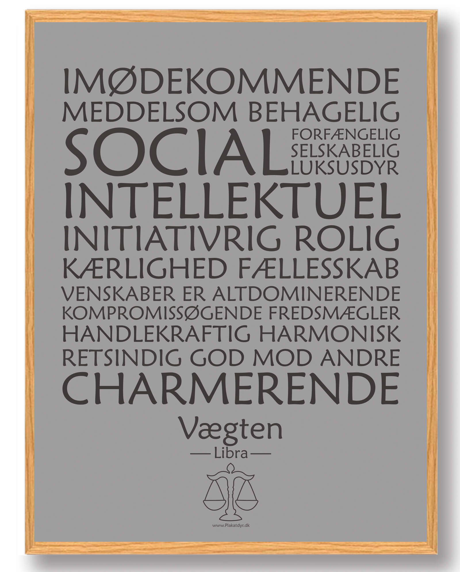 Stjernetegn Vægten  Grå  Plakat