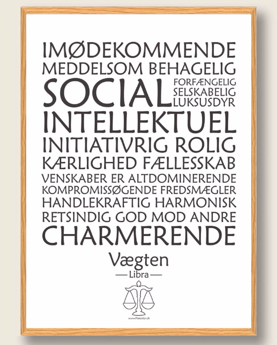 Stjernetegn Vægten  Hvid  Plakat