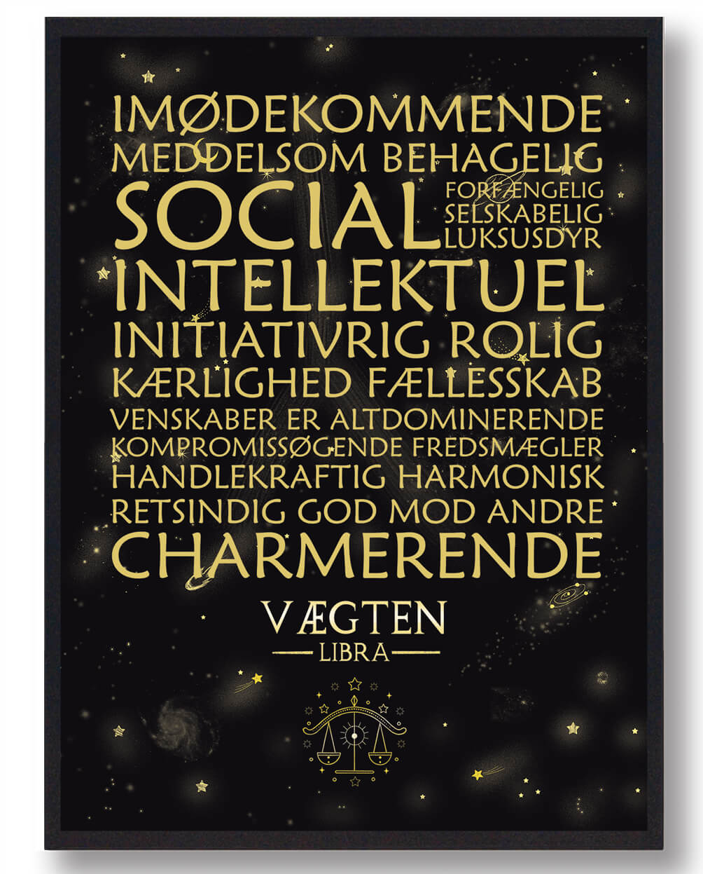 Stjernetegn Vægten  Sort Håndtegnet Baggrund