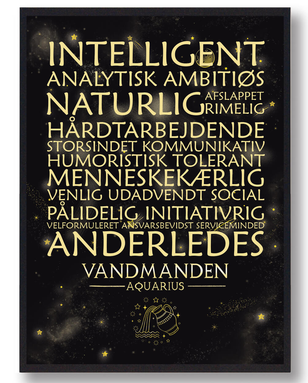 Stjernetegn Vandmanden  Sort Håndtegnet Baggrund