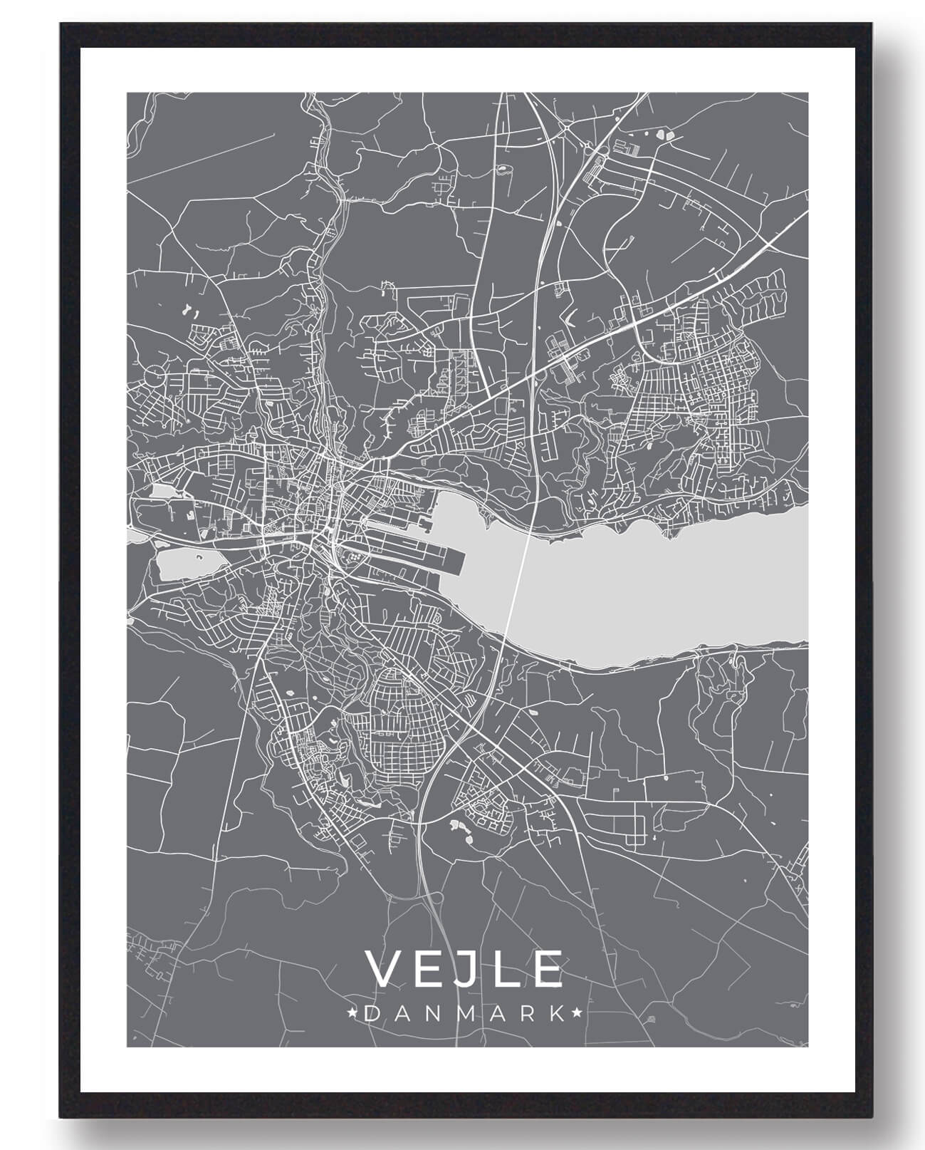 Vejle By Plakat Grå