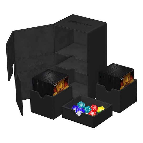 Ultimate Guard Twin Flip     Tray Deck Case  Deck Box  200  Standard Size Xenoskin Monocolor Black  Sort