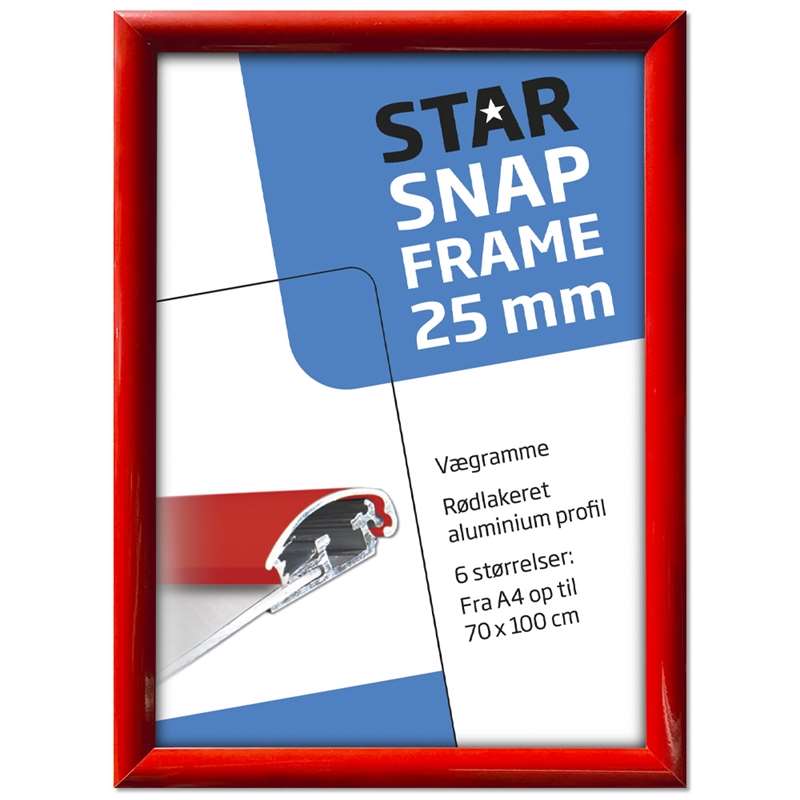 Alu Klapramme  Rød  25 Mm Profil