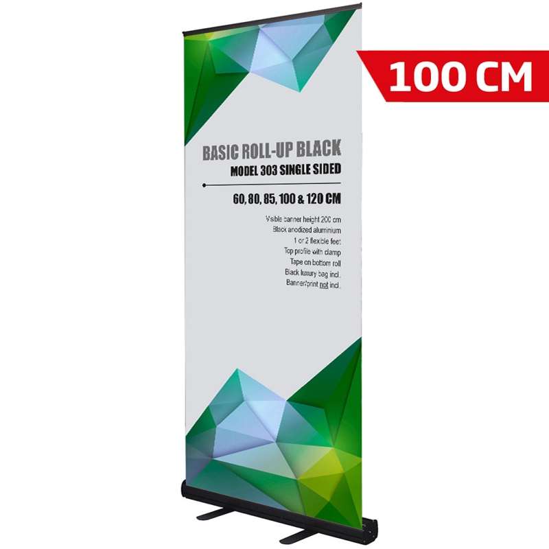 Basic Roll-up Kassette  Enkeltsidet  Sort  100 Cm