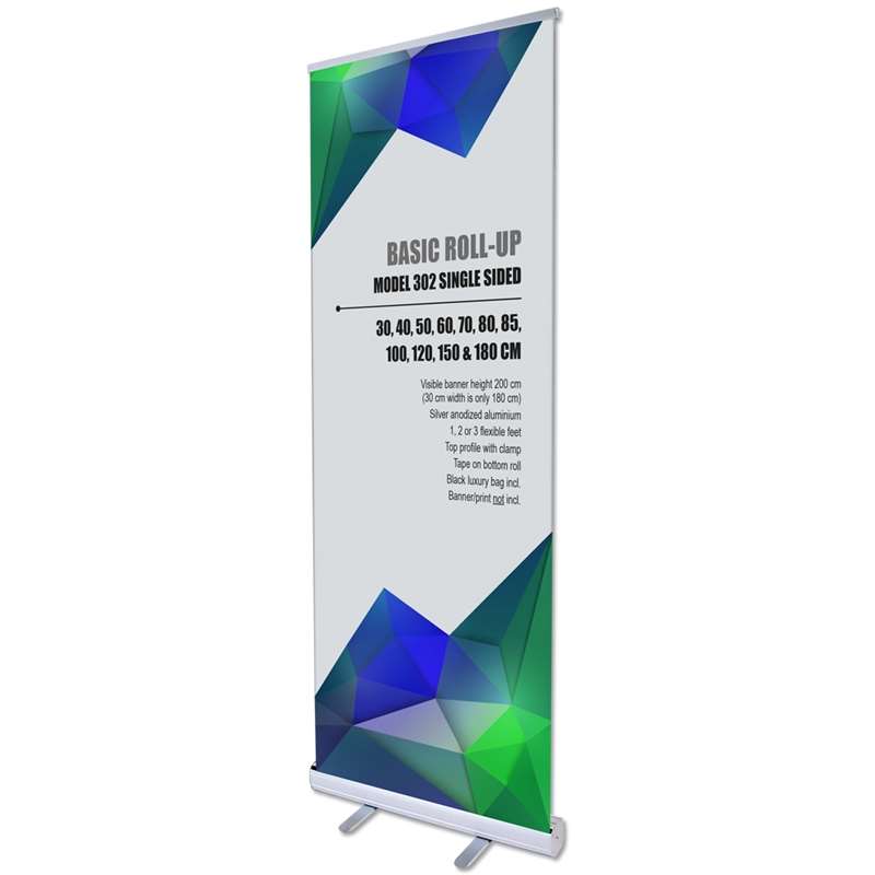 Basic Roll-up  Enkeltsidet  Alu Sølv  Inkl  Bannerprint
