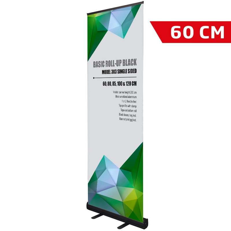 Basic Roll-up Kassette  Sort  Enkeltsidet  60 Cm