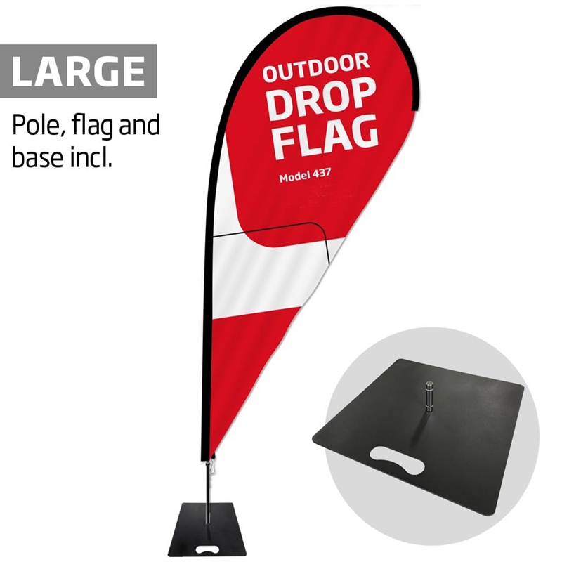 Beachflag  Outdoor Drop Flag  Large  Inkl  Flag Og Tung  Sort Fod