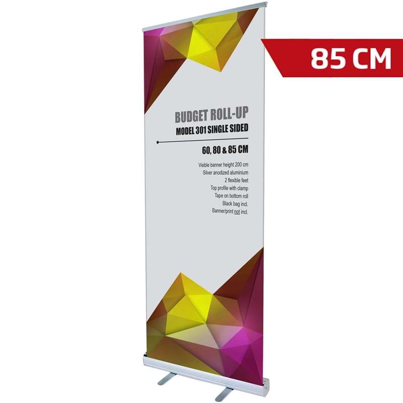 Budget Roll-up Kassette  Enkeltsidet  Alu Sølv  85 Cm