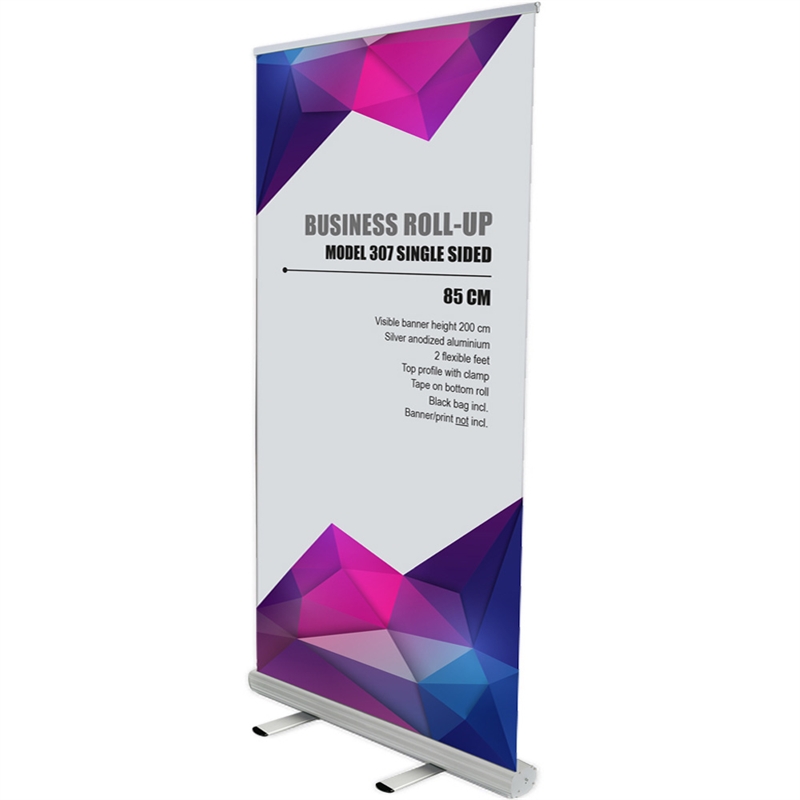 Business Roll-up Enkeltsidet 100 Cm Alu Sølv Inkl Taske Og Bannerprint