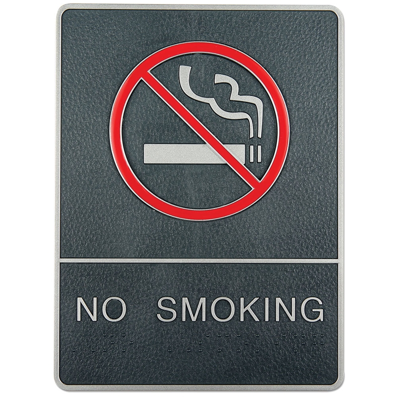 Dørskilt Med Ikon Tekst Blindeskrift No Smoking