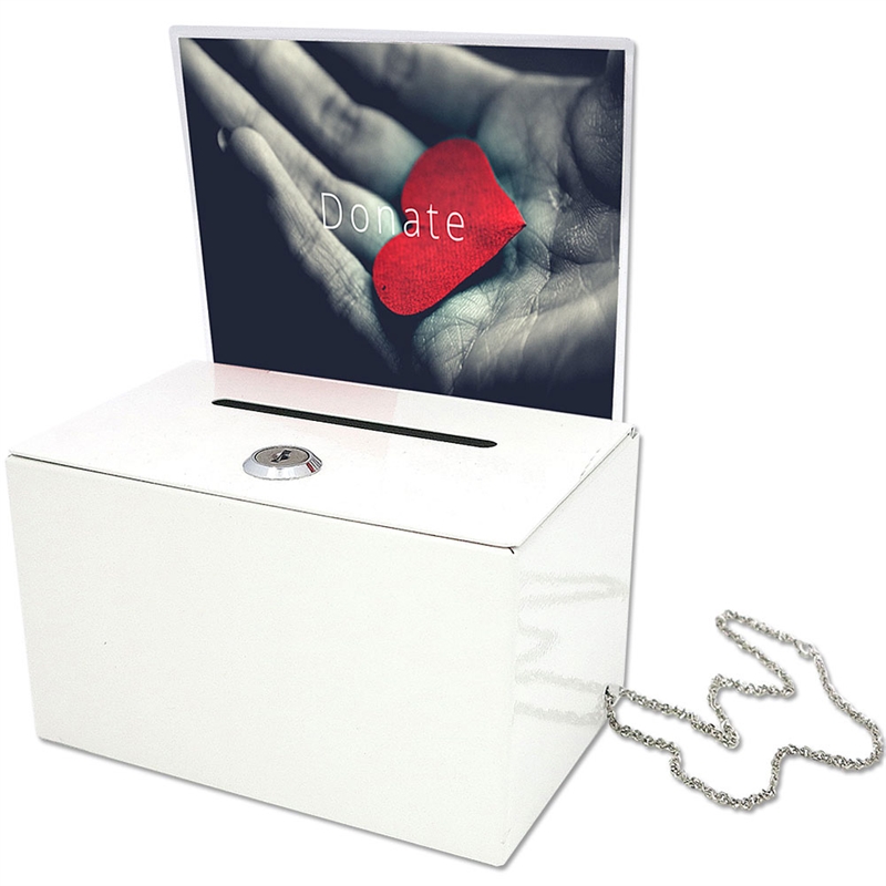 Donation Box Hvid Med Kæde