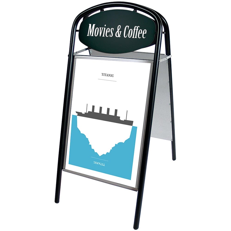 Expo Ellipse Gadeskilt Med Logoplade 50 70 Cm Sort