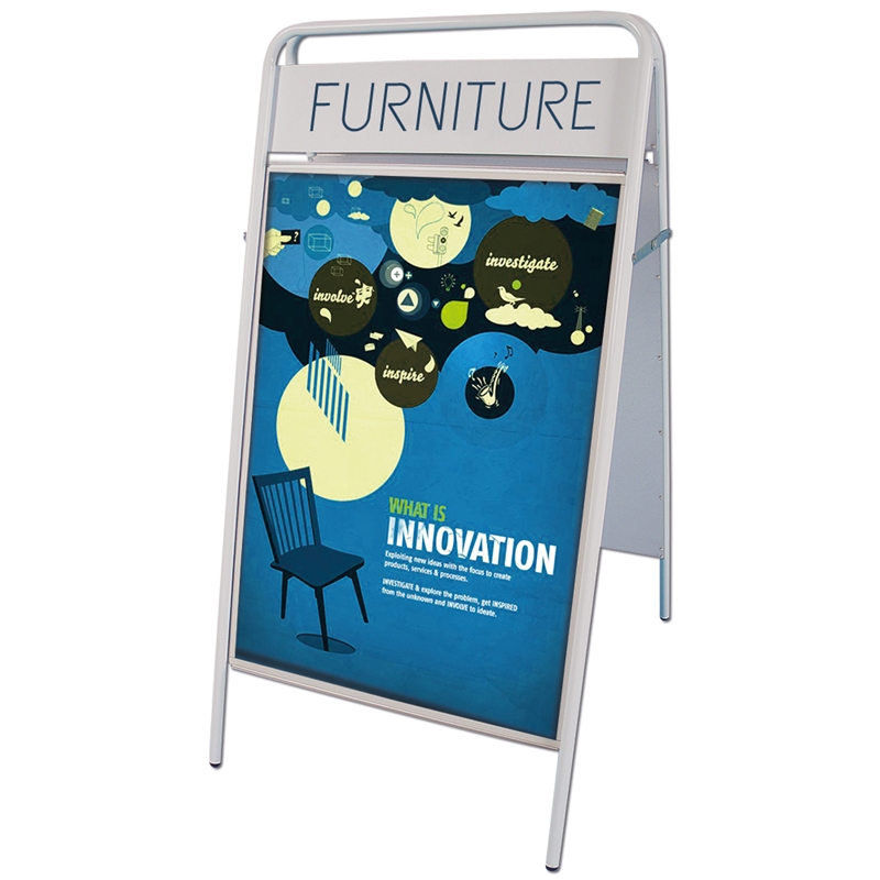 Expo Sign Gadeskilt Med Logoplade  Hvid  70   100 Cm