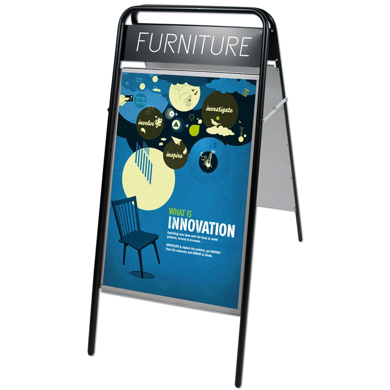Expo Sign Gadeskilt Med Logoplade  Sort  70   100 Cm