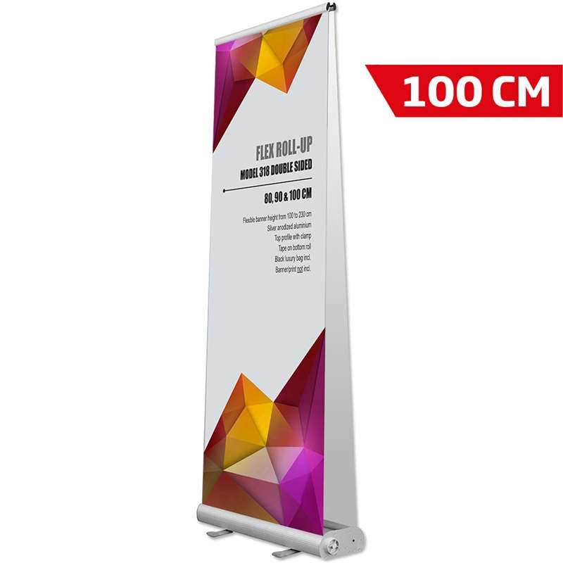 Flex Roll-up Kassette  Dobbeltsidet  Alu Sølv  100 Cm