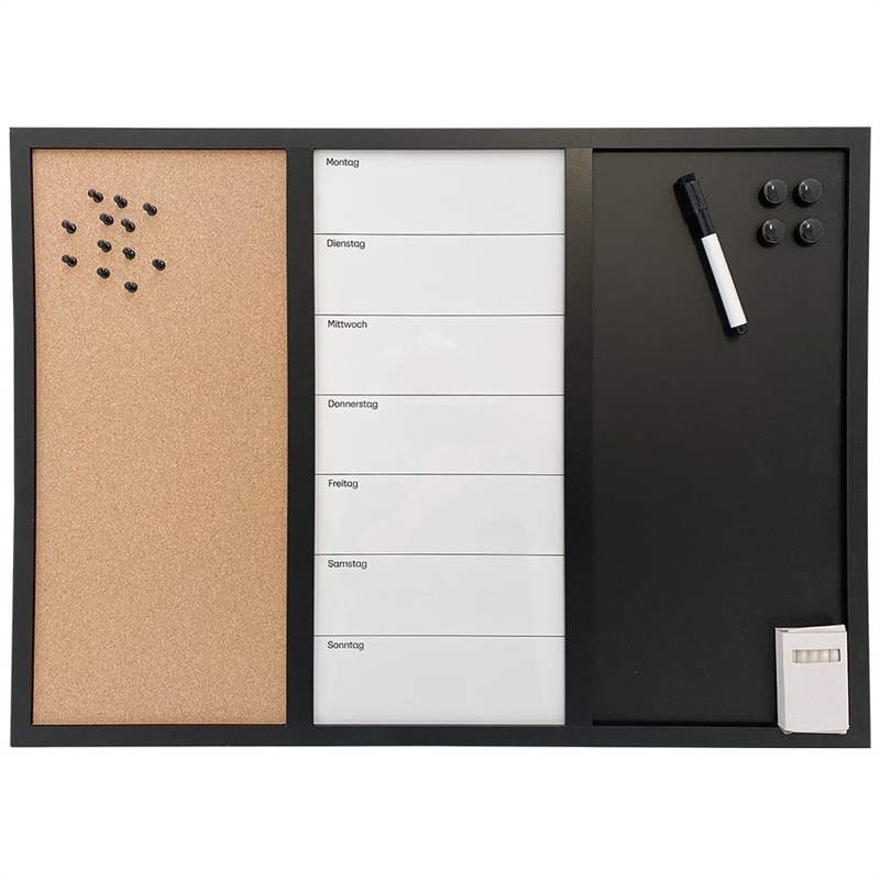 Kombitavle Med Kork- Og Kridttavle Whiteboard Ugeplan Med Tysk Tekst