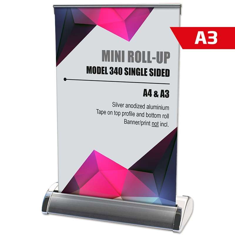 Mini Roll-up Enkeltsidet Kassette Sølv A3