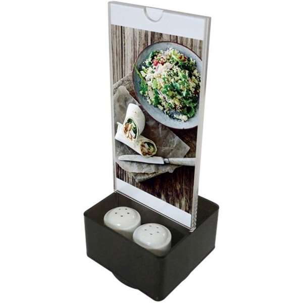 Salt Pepper Menukortholder Vertikal 2xm65 Flyer 9x21 Cm Sort