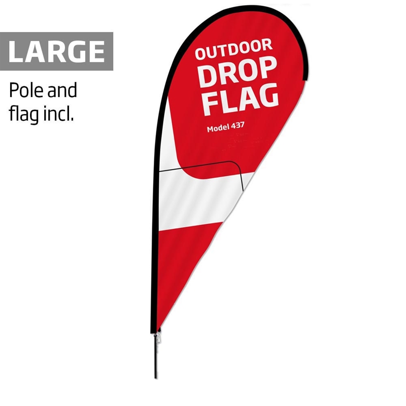 Udendørs Dråbeformet Flag  Large  Med Sort Stang Og Flag