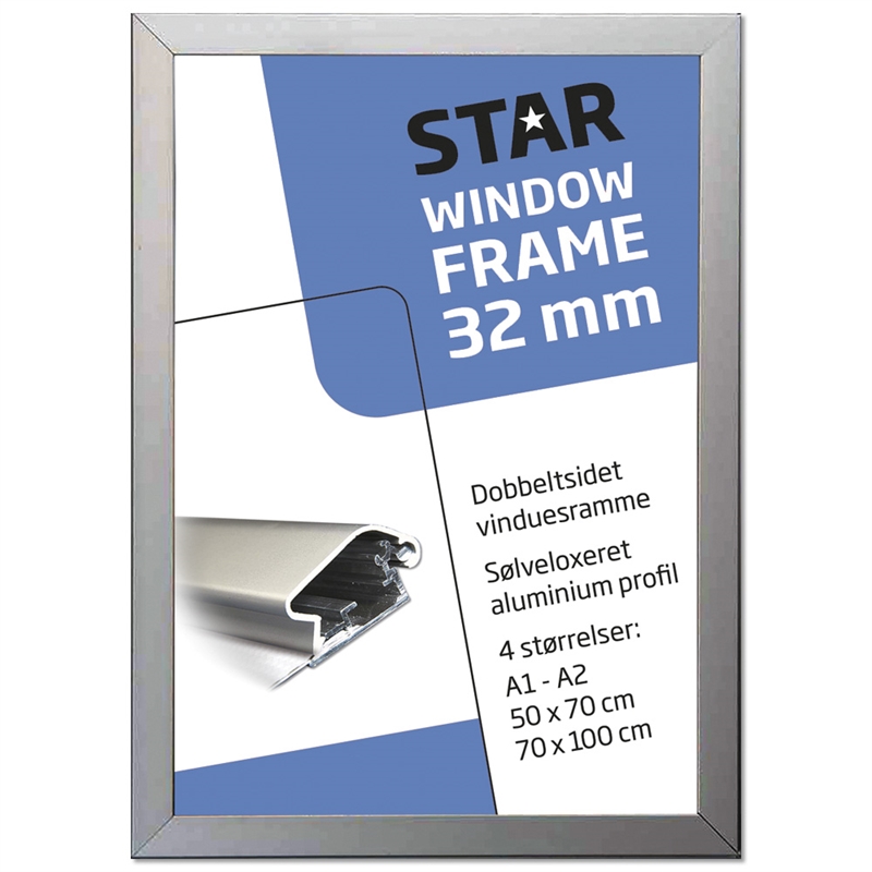 Vinduesramme  Dobbeltsidet  Alu Sølv  32 Mm Profil